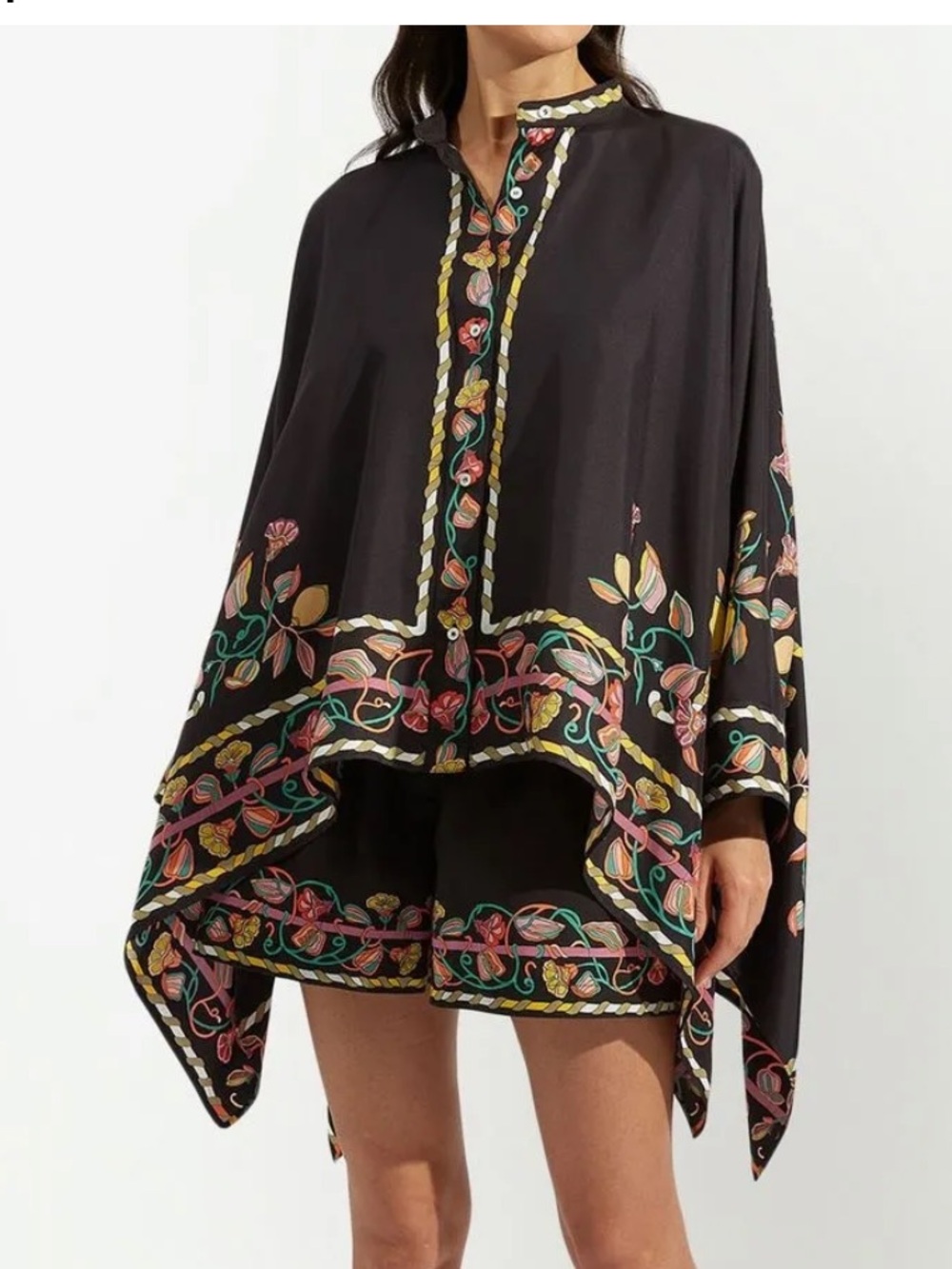 La DoubleJ Borboni Placee Foulard Silk Blouse and Shorts SET XS/S - READ